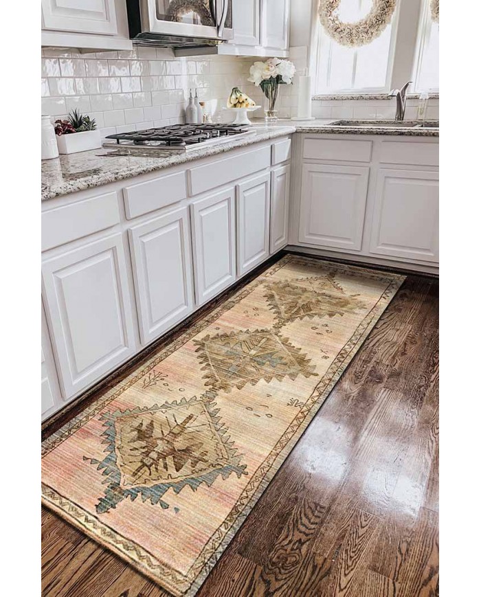 Pallio Pamuk Tabanlı Yıkanabilen Kaydırmaz Antibakteriyel Şönil Mutfak Halısı