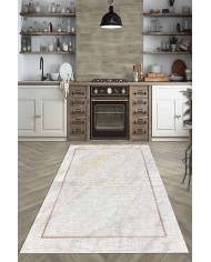 Marble Pamuk Tabanlı Yıkanabilen Kaydırmaz Antibakteriyel Şönil Mutfak Halısı