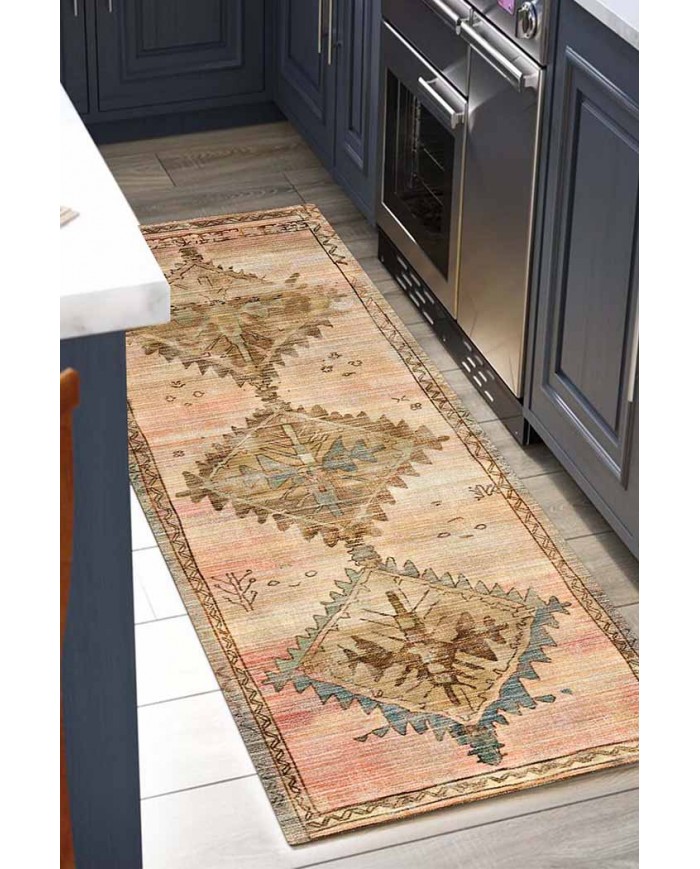 Pallio Pamuk Tabanlı Yıkanabilen Kaydırmaz Antibakteriyel Şönil Mutfak Halısı