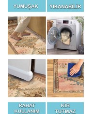 Pallio Pamuk Tabanlı Yıkanabilen Kaydırmaz Antibakteriyel Şönil Mutfak Halısı