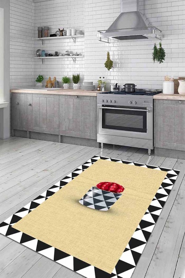 Plant Pamuk Tabanlı Yıkanabilen Kaydırmaz Antibakteriyel Şönil Mutfak Halısı