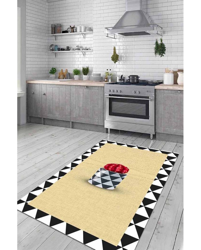 Plant Pamuk Tabanlı Yıkanabilen Kaydırmaz Antibakteriyel Şönil Mutfak Halısı