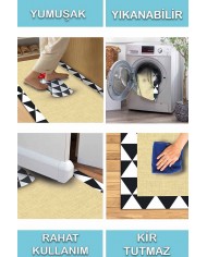 Plant Pamuk Tabanlı Yıkanabilen Kaydırmaz Antibakteriyel Şönil Mutfak Halısı