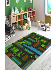 Darlene Pamuk Tabanlı Yıkanabilen Kaydırmaz Antibakteriyel Şönil Çocuk Halısı