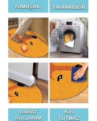 Ellie Pamuk Tabanlı Yıkanabilen Kaydırmaz Antibakteriyel Şönil Çocuk Halısı
