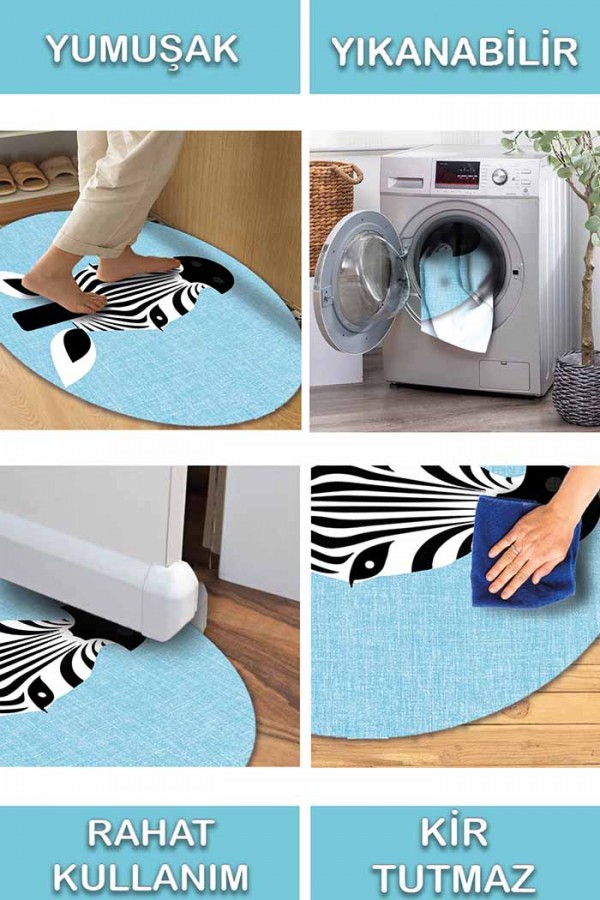 Emery Pamuk Tabanlı Yıkanabilen Kaydırmaz Antibakteriyel Şönil Çocuk Halısı