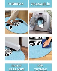 Emery Pamuk Tabanlı Yıkanabilen Kaydırmaz Antibakteriyel Şönil Çocuk Halısı