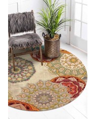 Fortana Pamuk Tabanlı Yıkanabilen Kaydırmaz Antibakteriyel Şönil Yuvarlak Halı