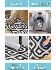 Ferteb Pamuk Tabanlı Yıkanabilen Kaydırmaz Antibakteriyel Şönil Yuvarlak Halı