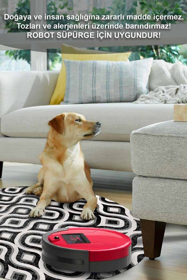 Ferteb Pamuk Tabanlı Yıkanabilen Kaydırmaz Antibakteriyel Şönil Yuvarlak Halı