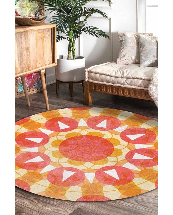 Helin Pamuk Tabanlı Yıkanabilen Kaydırmaz Antibakteriyel Şönil Yuvarlak Halı