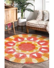 Helin Pamuk Tabanlı Yıkanabilen Kaydırmaz Antibakteriyel Şönil Yuvarlak Halı