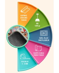 Afes Kadife Yıkanabilir Kaymaz Pamuk Tabanlı Antibakteriyel Salon Halısı