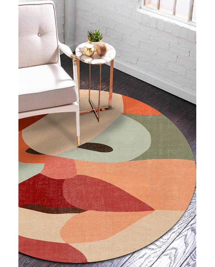 Kiss Pamuk Tabanlı Yıkanabilen Kaydırmaz Antibakteriyel Şönil Yuvarlak Halı