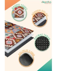 Afes Kadife Yıkanabilir Kaymaz Pamuk Tabanlı Antibakteriyel Salon Halısı