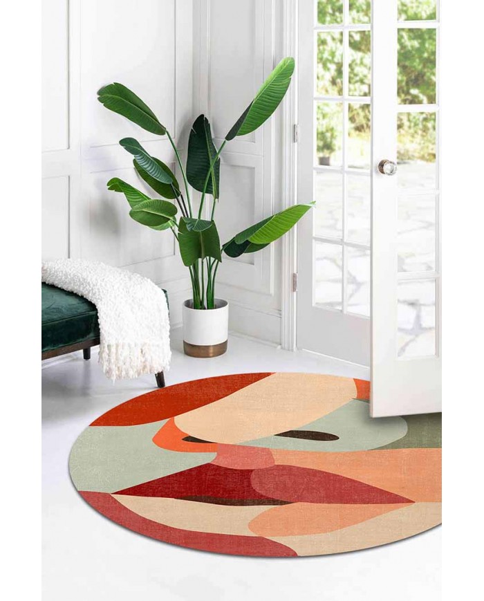 Kiss Pamuk Tabanlı Yıkanabilen Kaydırmaz Antibakteriyel Şönil Yuvarlak Halı