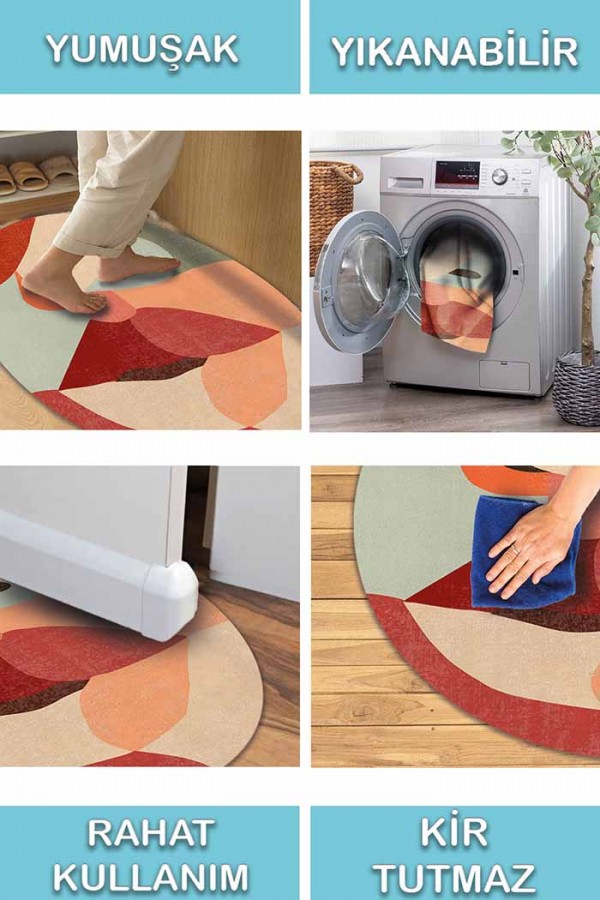 Kiss Pamuk Tabanlı Yıkanabilen Kaydırmaz Antibakteriyel Şönil Yuvarlak Halı