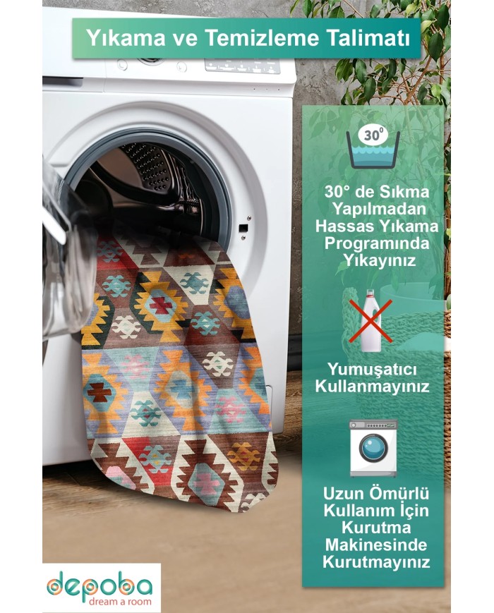 Afes Kadife Yıkanabilir Kaymaz Pamuk Tabanlı Antibakteriyel Salon Halısı