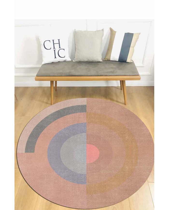 Pinkline Pamuk Tabanlı Yıkanabilen Kaydırmaz Antibakteriyel Şönil Yuvarlak Halı