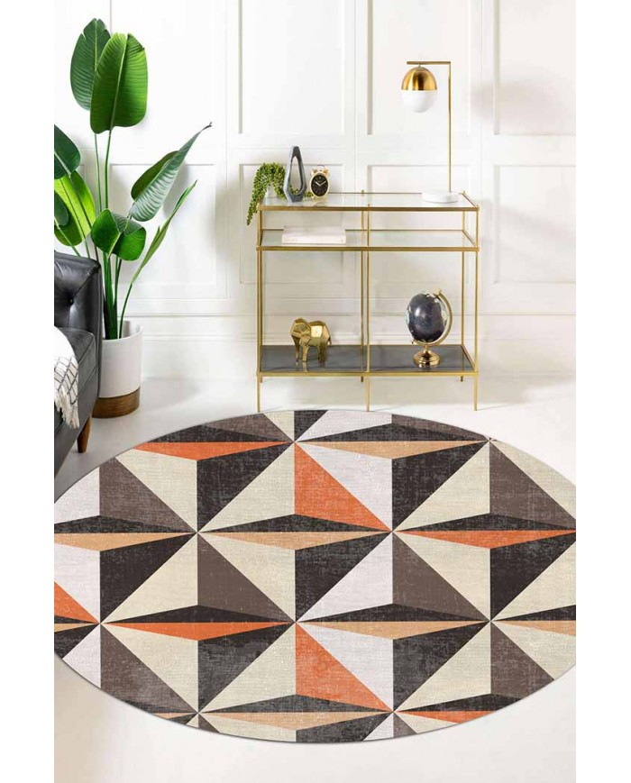 Oraf Pamuk Tabanlı Yıkanabilen Kaydırmaz Antibakteriyel Şönil Yuvarlak Halı