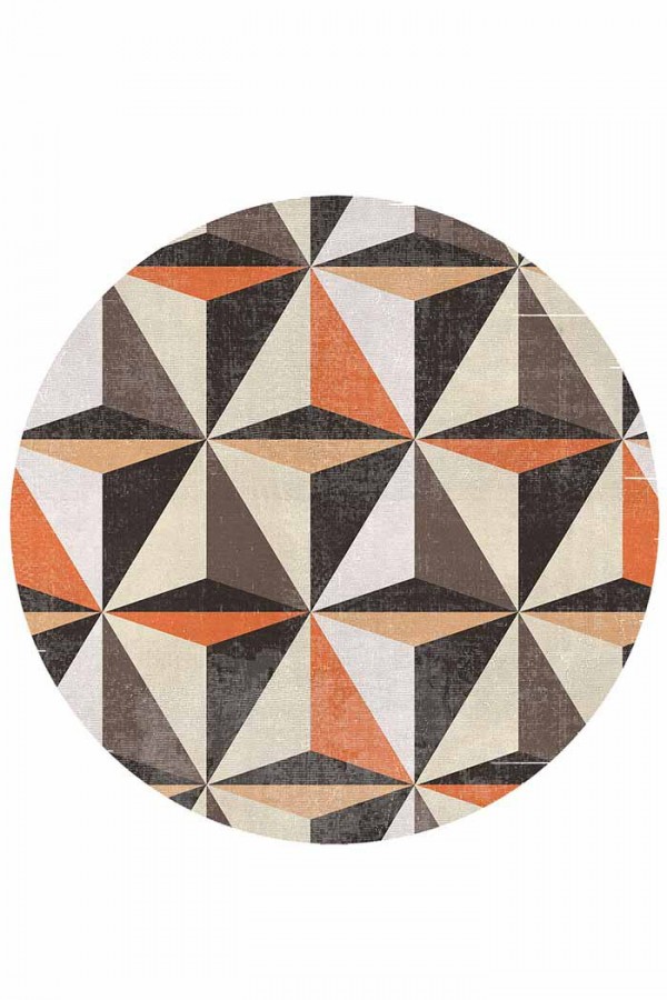 Oraf Pamuk Tabanlı Yıkanabilen Kaydırmaz Antibakteriyel Şönil Yuvarlak Halı