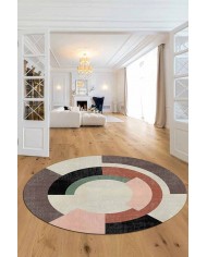 Ortus Pamuk Tabanlı Yıkanabilen Kaydırmaz Antibakteriyel Şönil Yuvarlak Halı