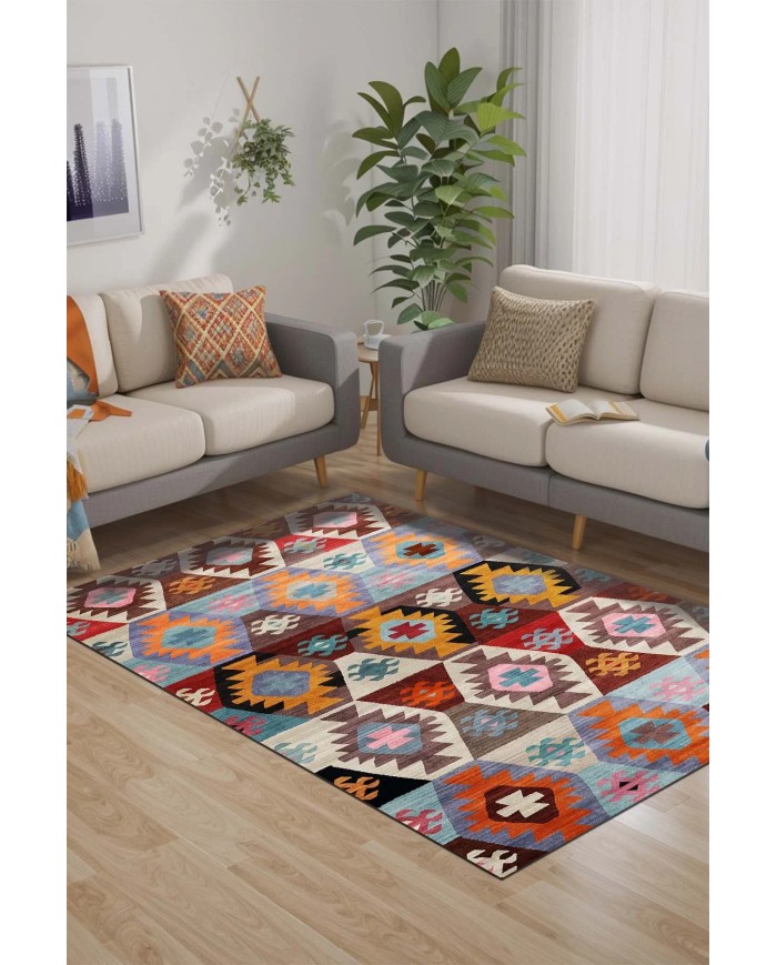 Afes Kadife Yıkanabilir Kaymaz Pamuk Tabanlı Antibakteriyel Salon Halısı