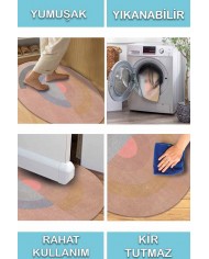 Pinkline Pamuk Tabanlı Yıkanabilen Kaydırmaz Antibakteriyel Şönil Yuvarlak Halı