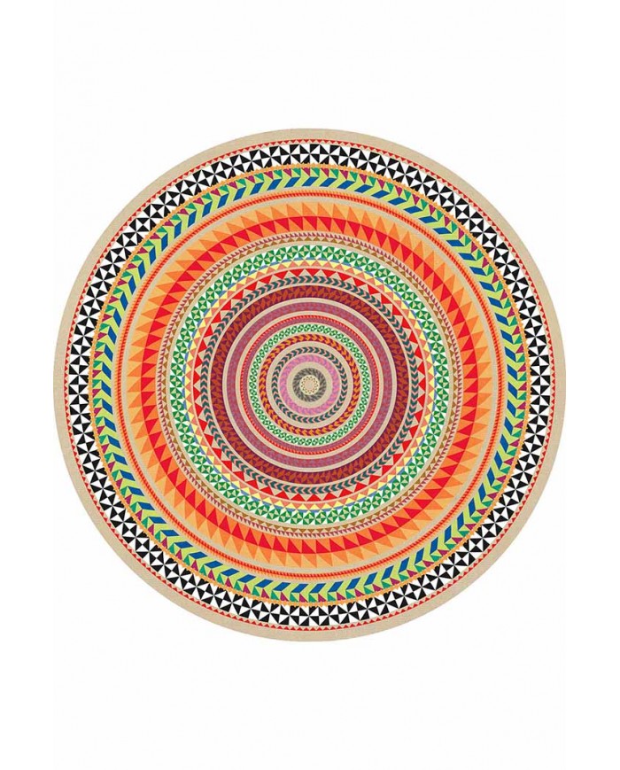 Rustic Pamuk Tabanlı Yıkanabilen Kaydırmaz Antibakteriyel Şönil Yuvarlak Halı