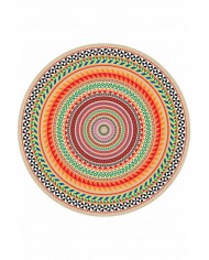 Rustic Pamuk Tabanlı Yıkanabilen Kaydırmaz Antibakteriyel Şönil Yuvarlak Halı