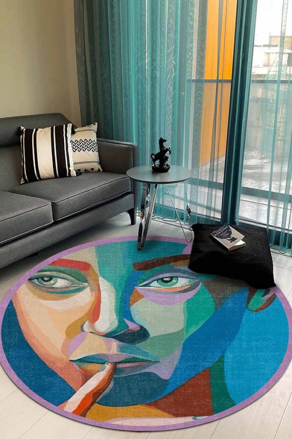 Squi Pamuk Tabanlı Yıkanabilen Kaydırmaz Antibakteriyel Şönil Yuvarlak Halı Squi Pamuk Tabanlı Yıkanabilen Kaydırmaz Antibakteriyel Şönil Yuvarlak Halı