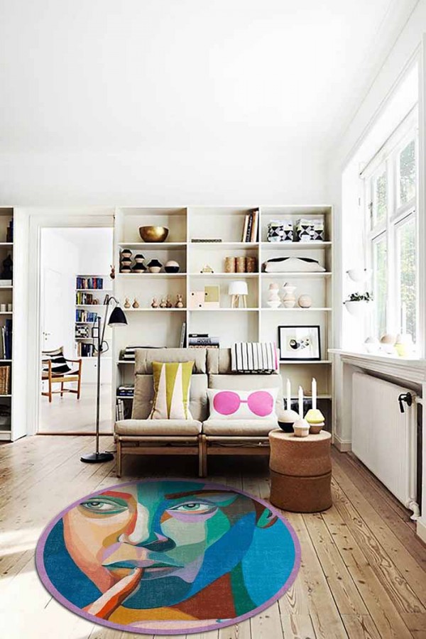 Squi Pamuk Tabanlı Yıkanabilen Kaydırmaz Antibakteriyel Şönil Yuvarlak Halı Squi Pamuk Tabanlı Yıkanabilen Kaydırmaz Antibakteriyel Şönil Yuvarlak Halı