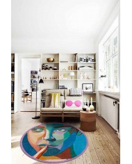 Squi Pamuk Tabanlı Yıkanabilen Kaydırmaz Antibakteriyel Şönil Yuvarlak Halı