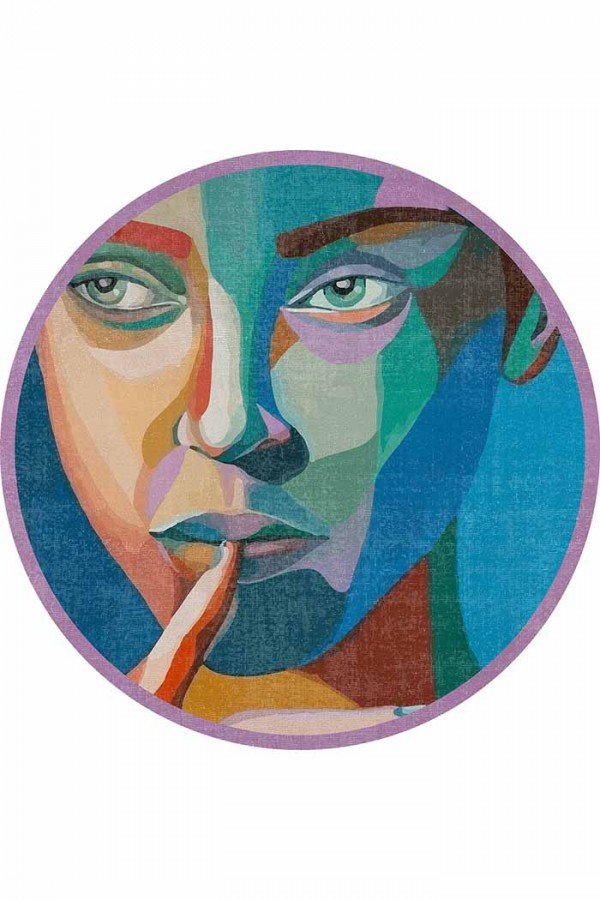 Squi Pamuk Tabanlı Yıkanabilen Kaydırmaz Antibakteriyel Şönil Yuvarlak Halı