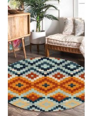 Zirton Pamuk Tabanlı Yıkanabilen Kaydırmaz Antibakteriyel Şönil Yuvarlak Halı