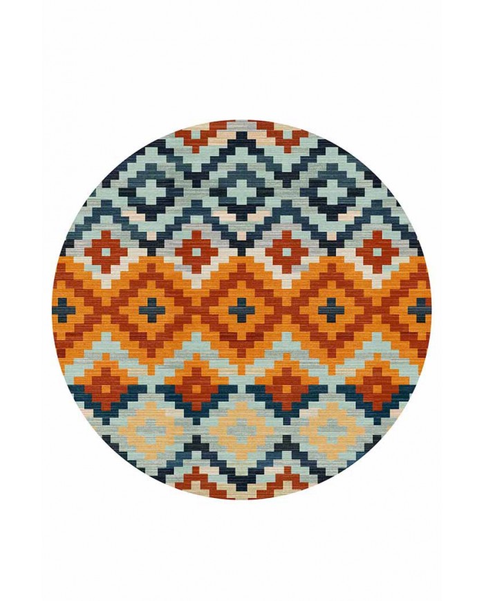 Zirton Pamuk Tabanlı Yıkanabilen Kaydırmaz Antibakteriyel Şönil Yuvarlak Halı