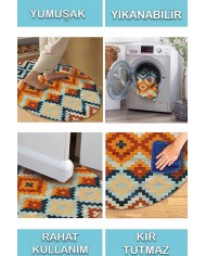 Zirton Pamuk Tabanlı Yıkanabilen Kaydırmaz Antibakteriyel Şönil Yuvarlak Halı