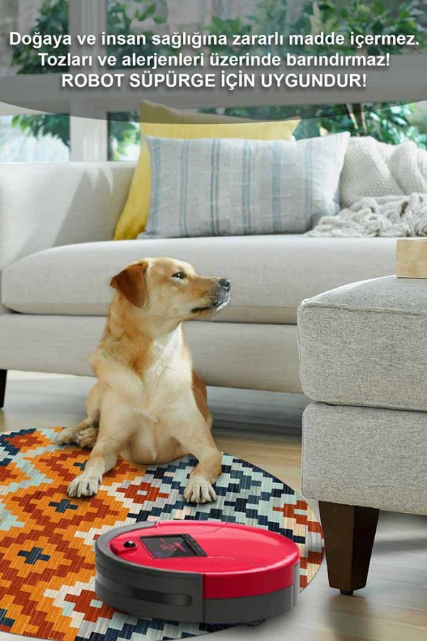 Zirton Pamuk Tabanlı Yıkanabilen Kaydırmaz Antibakteriyel Şönil Yuvarlak Halı