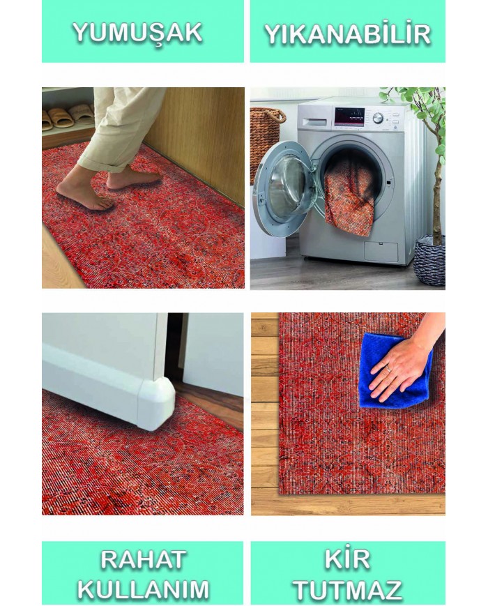 Elarte Pamuk Tabanlı Yıkanabilen Kaydırmaz Antibakteriyel Şönil Salon Halısı