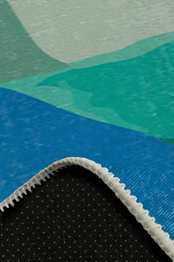 Squi Pamuk Tabanlı Yıkanabilen Kaydırmaz Antibakteriyel Şönil Yuvarlak Halı