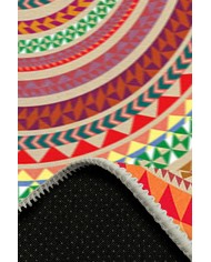 Rustic Pamuk Tabanlı Yıkanabilen Kaydırmaz Antibakteriyel Şönil Yuvarlak Halı