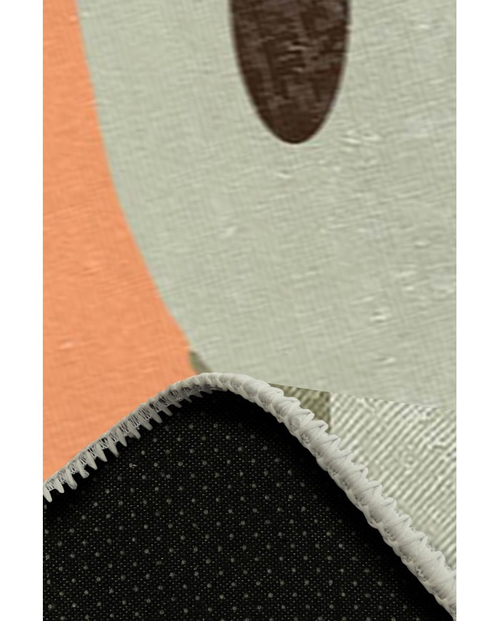 Kiss Pamuk Tabanlı Yıkanabilen Kaydırmaz Antibakteriyel Şönil Yuvarlak Halı