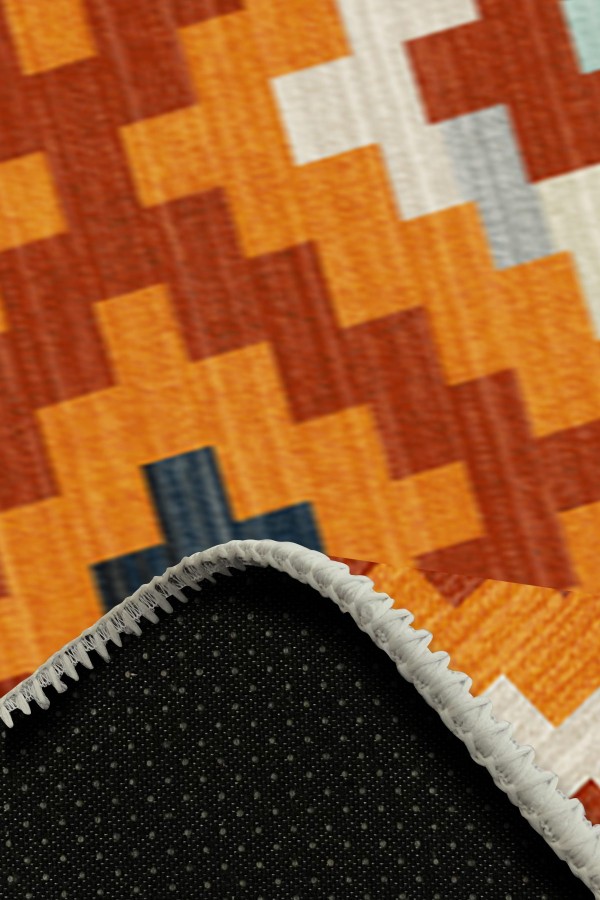 Zirton Pamuk Tabanlı Yıkanabilen Kaydırmaz Antibakteriyel Şönil Yuvarlak Halı