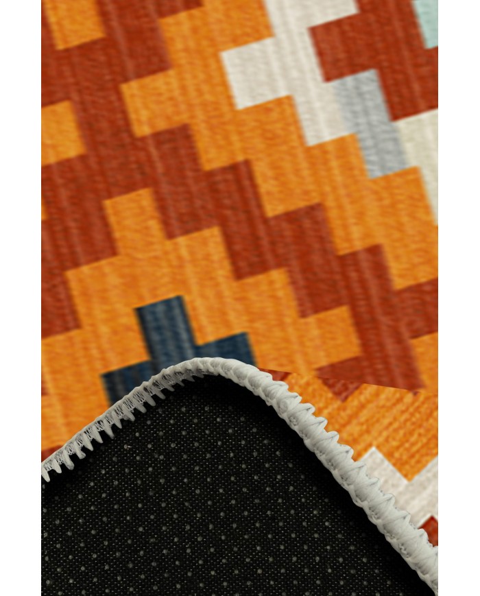 Zirton Pamuk Tabanlı Yıkanabilen Kaydırmaz Antibakteriyel Şönil Yuvarlak Halı