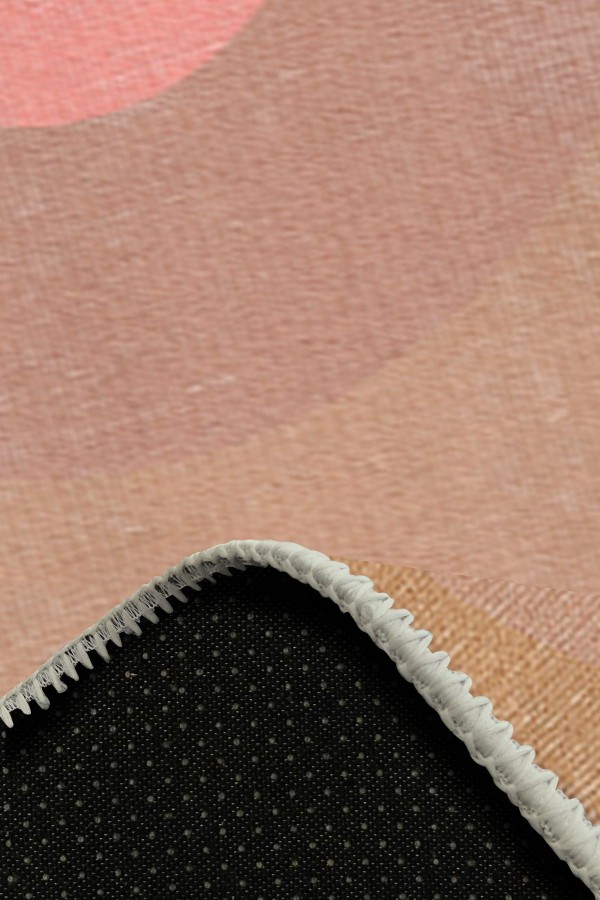 Pinkline Pamuk Tabanlı Yıkanabilen Kaydırmaz Antibakteriyel Şönil Yuvarlak Halı