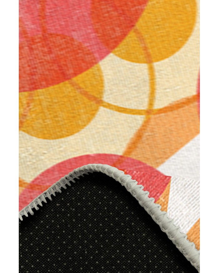 Helin Pamuk Tabanlı Yıkanabilen Kaydırmaz Antibakteriyel Şönil Yuvarlak Halı