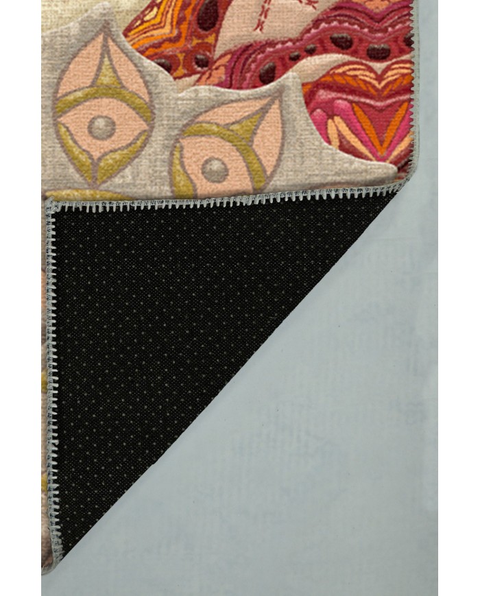 Fortana Pamuk Tabanlı Yıkanabilen Kaydırmaz Antibakteriyel Şönil Yuvarlak Halı