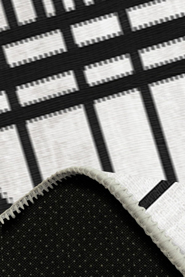 Acker Desenli Pamuk Tabanlı Yıkanabilen Kaydırmaz Antibakteriyel Şönil Salon Halısı