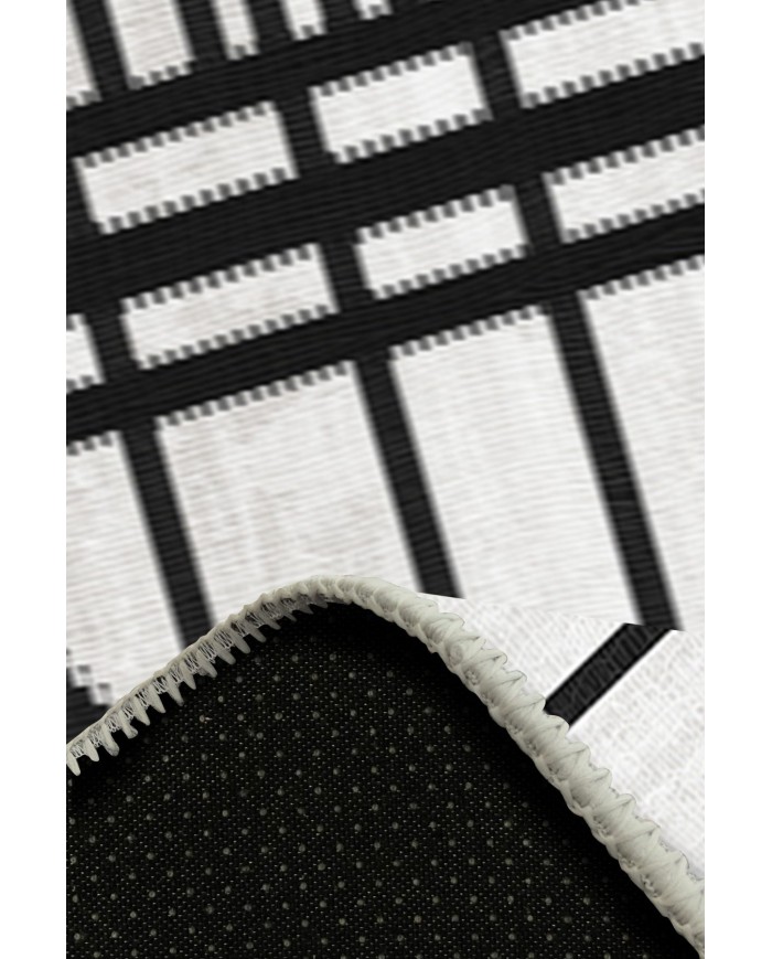 Acker Desenli Pamuk Tabanlı Yıkanabilen Kaydırmaz Antibakteriyel Şönil Salon Halısı