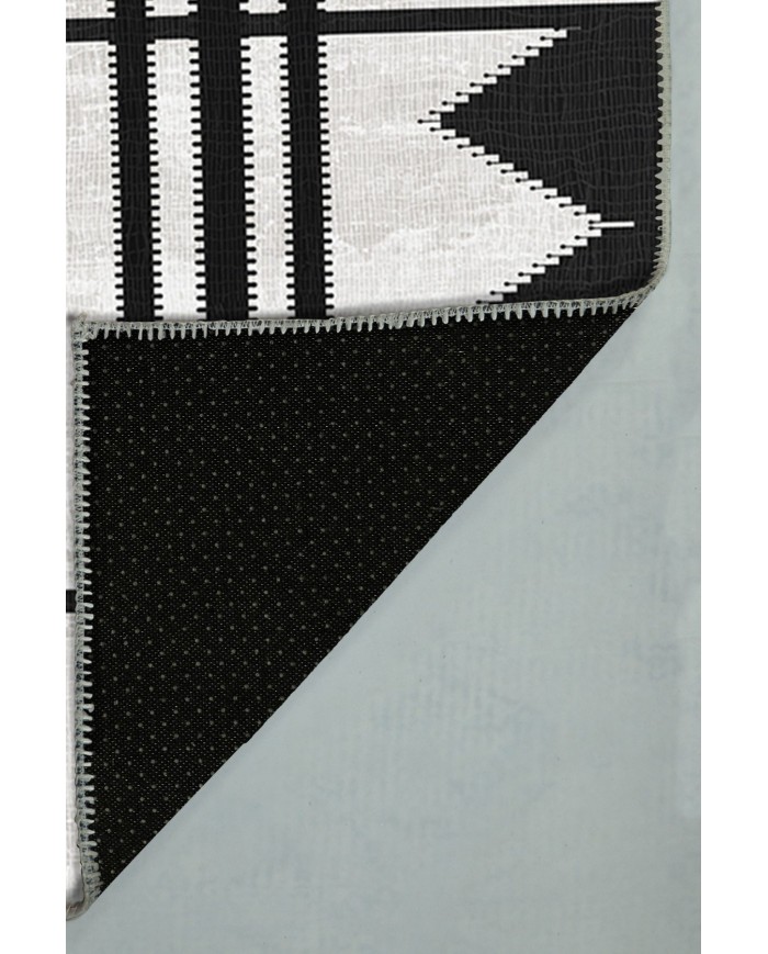 Acker Desenli Pamuk Tabanlı Yıkanabilen Kaydırmaz Antibakteriyel Şönil Salon Halısı